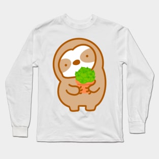 Easily Distracted By Succulents Sloth Long Sleeve T-Shirt